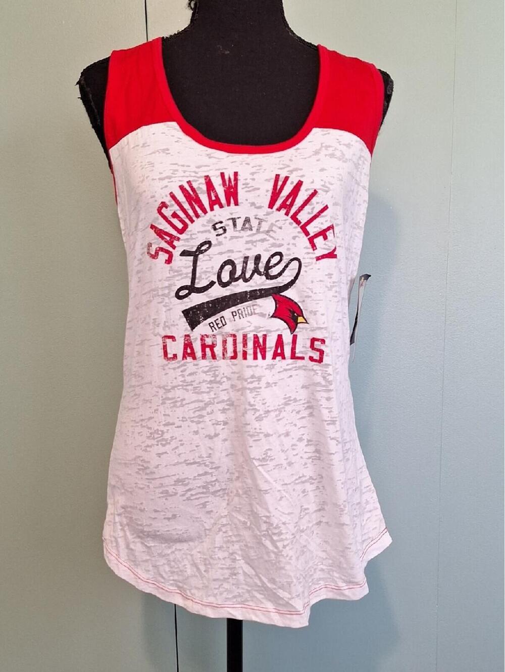 Nwt Blue 84 White And Red Sheer Saginaw Valley Cardinals Tank Top Size Large